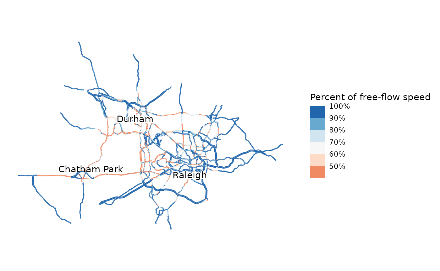 Map of forecast PM Peak congestion with many more homes added to Chatham Park. US 15-501 from Pittsboro to Chapel Hill now shows heavy congestion.