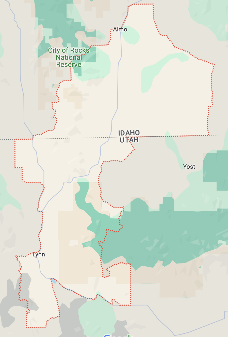 Map 83312 ZIP code, spanning border between Utah and Idaho