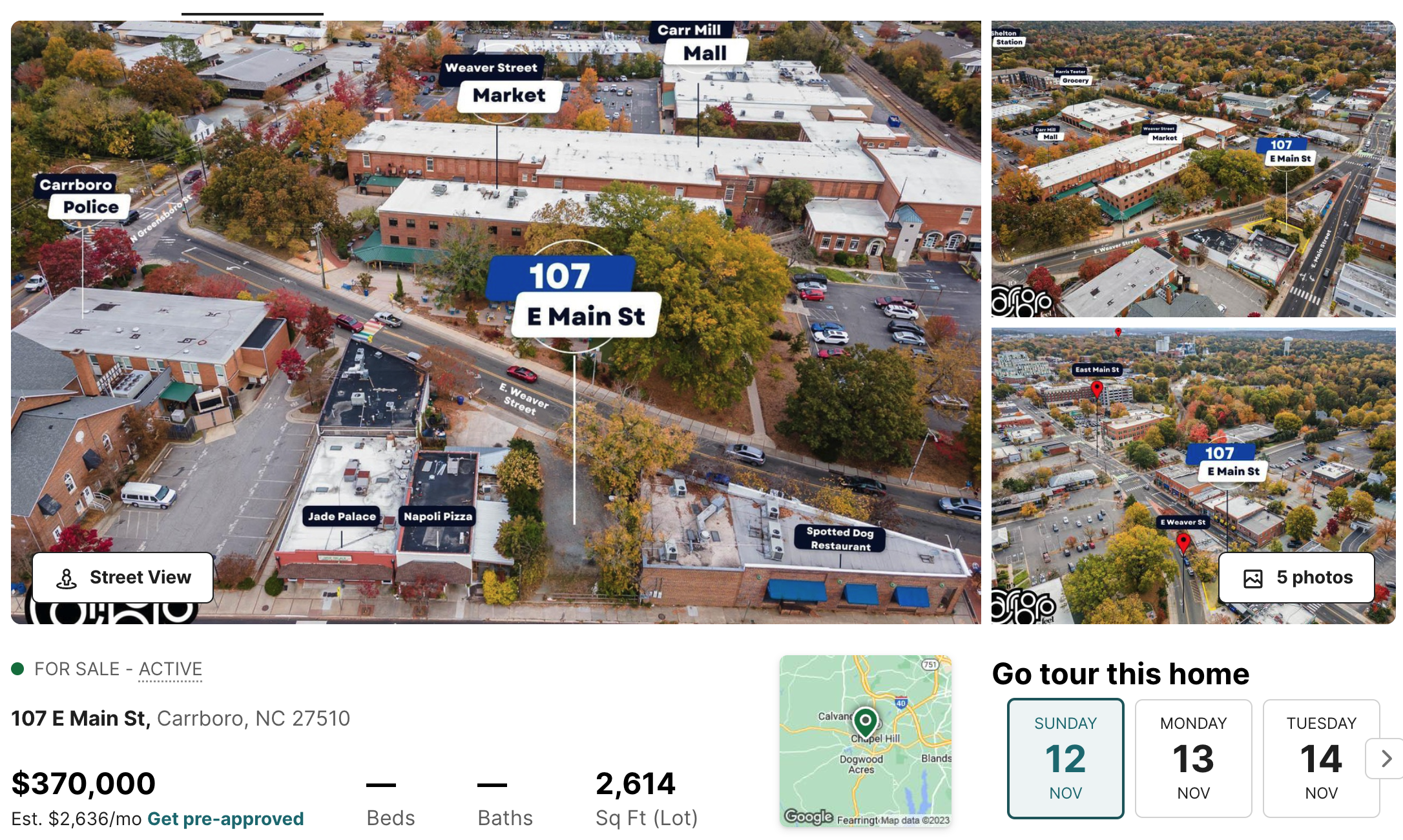 Image of 2,600 square foot lot in Carrboro for sale for $370,000
