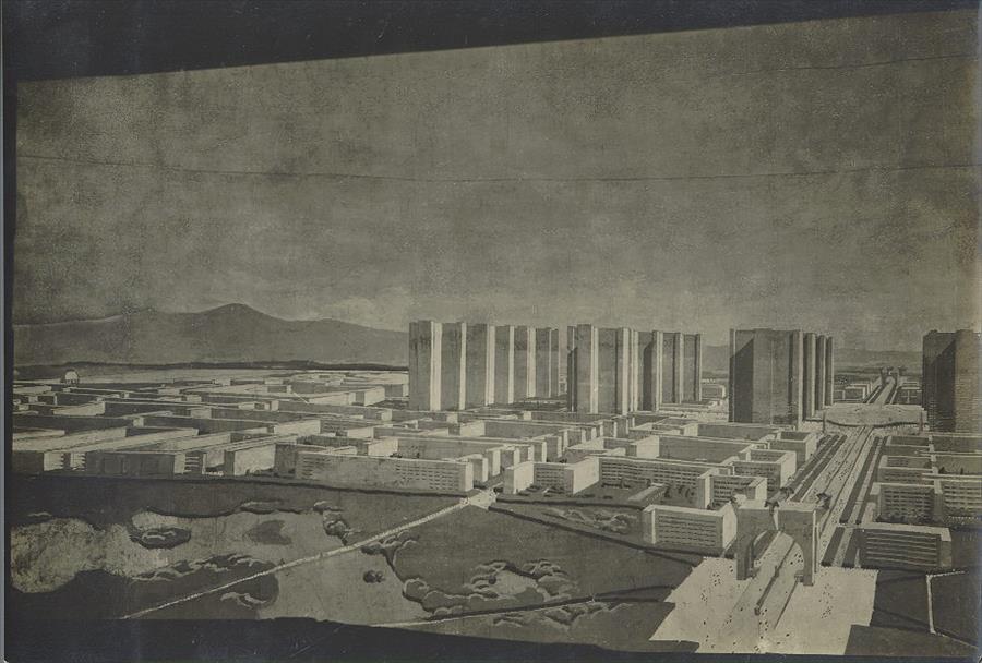Mid-rise and high-rise buildings in a parklike setting